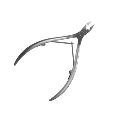 Professional stainless steel cuticle nipper for precise nail care and manicure grooming.