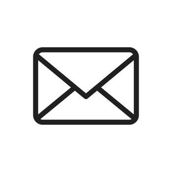 Minimalist black outline email envelope icon symbol for contact and messaging.
