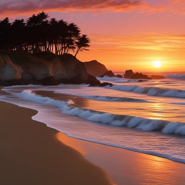 A close-up of a beautifully crafted stone patio with warm lighting at sunset.