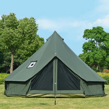 Cotton Canvas Bell Tent with Stove Jack Roomy Yurt for Family Glamping Camping 4 Season Tent with Zi