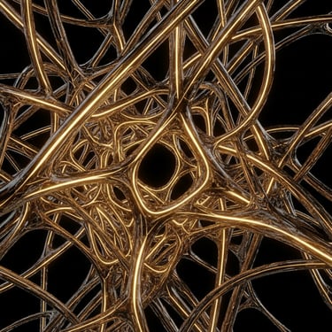 Abstract gold wire visual used in ODYON electronic music visuals
