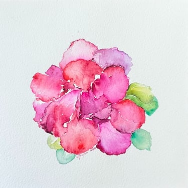 Red Hibiscus Flower Chinese Watercolor by Weronika Kacperski
