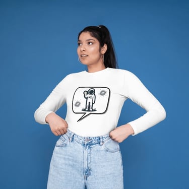 T-shirt featuring the “Cosmic Hello” astronaut design