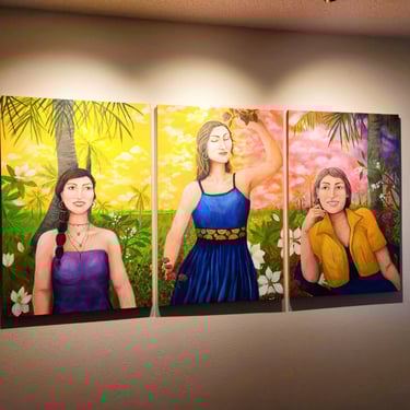 triptych tropical art