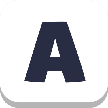a white square icon with a letter a