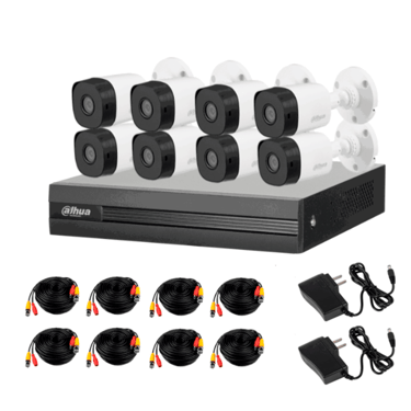 Dahua 8 cámaras casa vigilancia luz azul