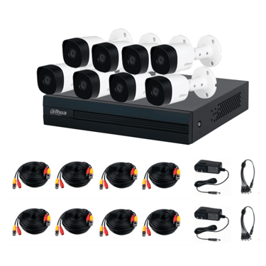 Dahua 8 cámaras vigilancia casa luz azul