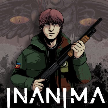 a man in a green jacket holding a gun