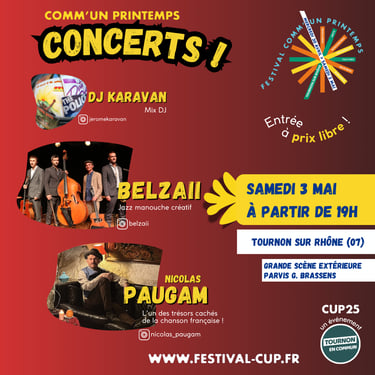 Programme des concerts du samedi 3 mai - CUP25