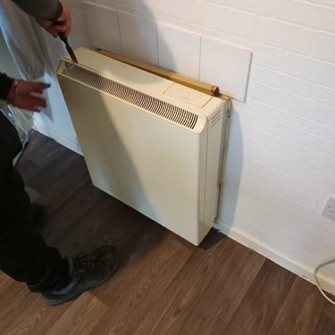 Old storage heater removed from the house of the Hinckley LE10