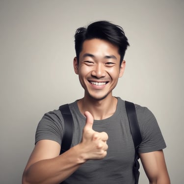 A smiling customer giving a thumbs up.