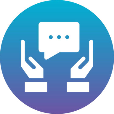 Image de deux mains symbolisant l'accompagnement individuel nd purple circle