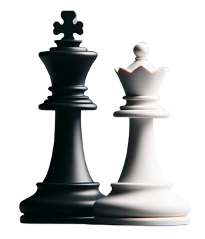 Un roi et une reine pièces d'échecs