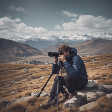A wooden table is filled with an assortment of vintage and modern items, including a T-shirt with a colorful design, an old camera, a notebook, a wooden ampersand symbol, and various other small objects like a 'Back to School' pennant, a coaster, a wallet, and a couple of squared blocks with text on them. The objects are artistically arranged to create an interesting composition.