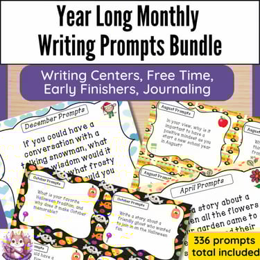 Picture of Year long monthly writing prompt bundle