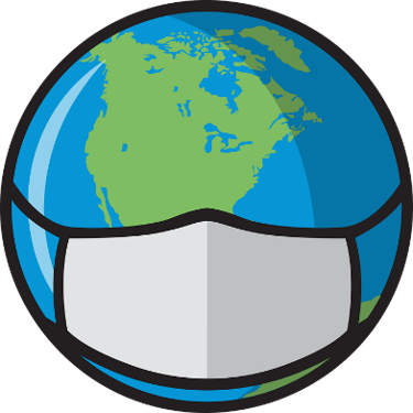 planeta Terra com máscara cirúrgica