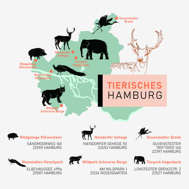 Map of Hamburg's wildlife destinations