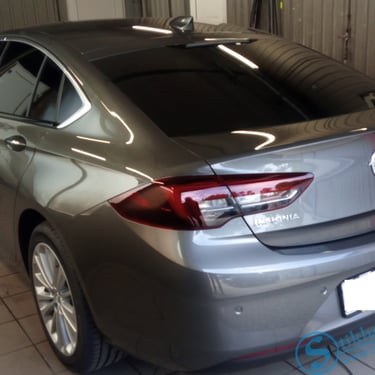 Pilkas „Opel Insignia“ su tamsintais langais