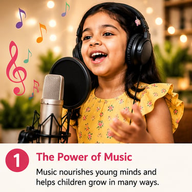 Child singing during an online music lesson that builds confidence, communication skills, and creativity