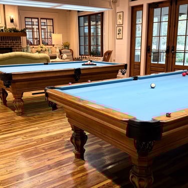 Pool tables inside Fenney recreation center in Villages designed as a comfortable indoor gathering space