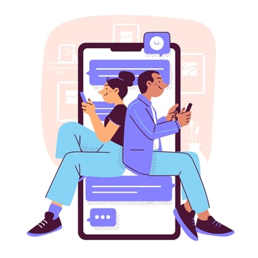 a man and woman sitting on a couch effortlessly booking salon with groomr app formerly gofashionr