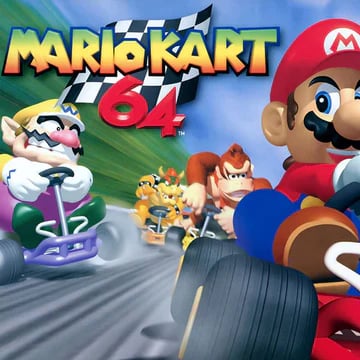 R36S konsolė turi mario kart 64 žaidimą