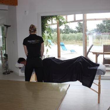 Indoor massage service from NarboZen ready for order at Domaine Des Lucques