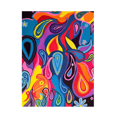 Colorful Paisley Abstract Painting signed by the artist Frankie Cervantes. Enhance your living space with colorful paisle