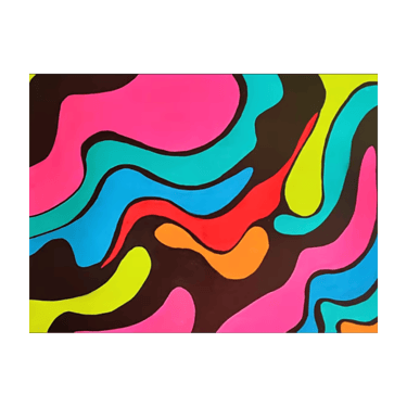 Colorful Retro Abstract Painting with Lava Lamp Curves 60s Colors - Art by Frankie