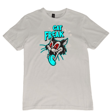 Cat Freak cartoon cat ice gray short sleeve t-shirt