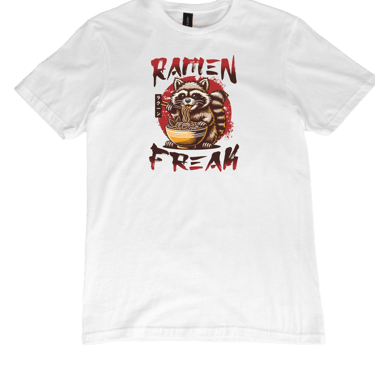 Ramen Freak ramen raccoon white short sleeve t-shirt