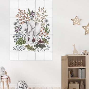 Rhino Illustration Wall Art in a Kids Room