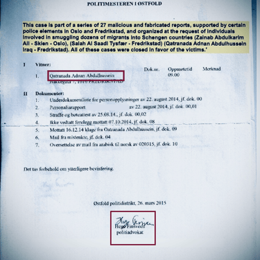 Salah Hassan Al-Saadi,Hege Finsveen,Qatranada Adnan Abdulhussein,Fredrikstad Politiet