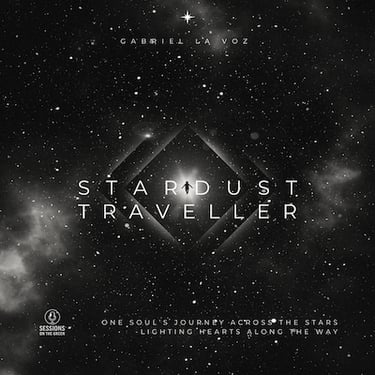 Silhouette figure under starry night and cosmic dust