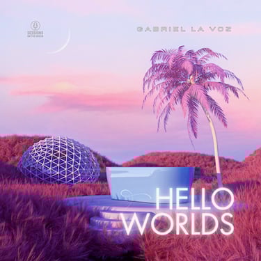 Palm tree and pink skies above a futuristic dome