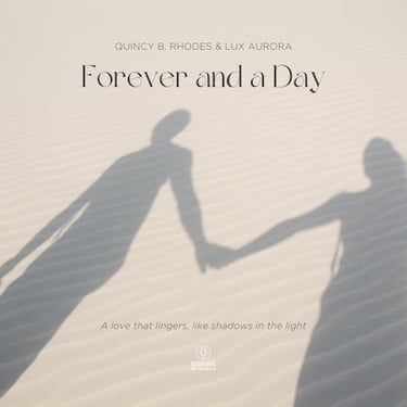 Couple's shadows holding hands on sand
