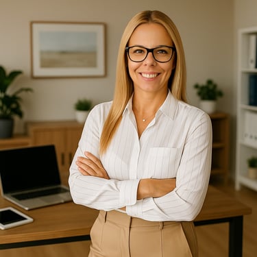Christina, bookkeeper in Kelowna at her desk