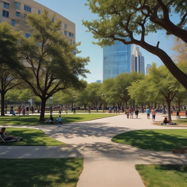Large, vibrant billboards displaying advertisements and promotions are mounted on the sides of a tall building. Below, a busy urban street is filled with cars and pedestrians, indicating a bustling city atmosphere.