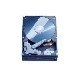 a hard drive drive with a blue disk