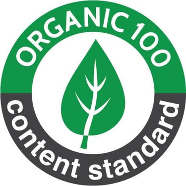 a green and black organic product logo with a leaf