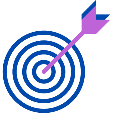 a blue and purple target arrow pointing to a target