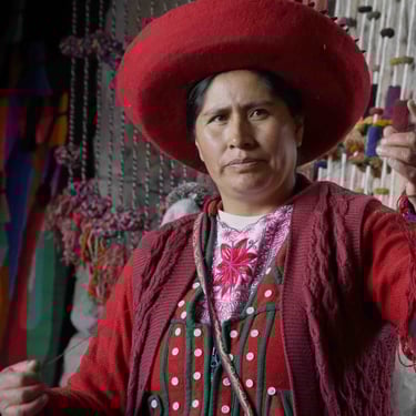 local peruvian woman weaving