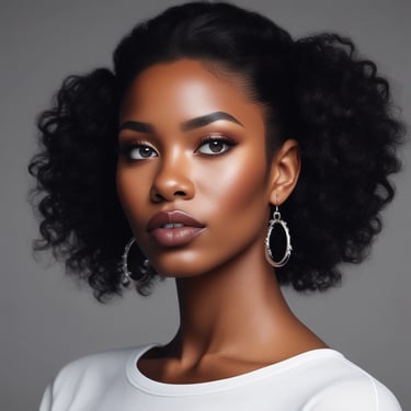 A close-up portrait of an individual with a creative makeup design. The face is adorned with sparkling pink and purple gems and the lips are covered with multicolored glitter. The lighting casts a soft, ethereal glow in shades of pink and purple, adding to the artistic and surreal look.