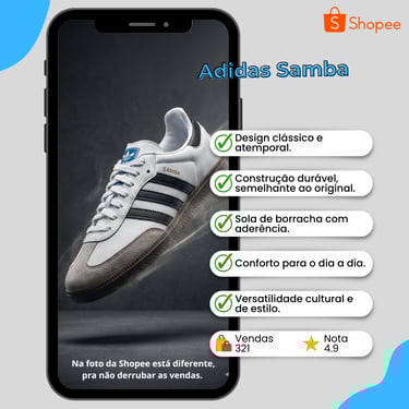 Tênis casual esportivo adidas samba