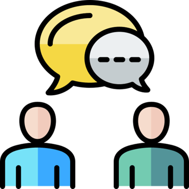 a group of people with speech bubbles