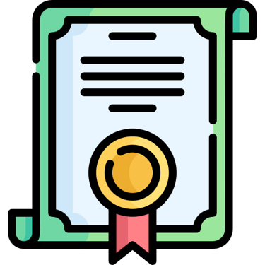 a certificate certificate with a certificate and a medal