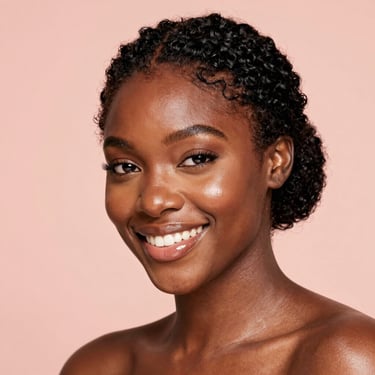 A smiling woman standing in a sunlit room, radiating confidence after her transformation.