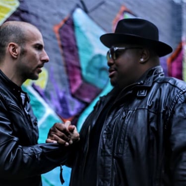 French DJ and house music producer Julien Scalzo alongside Ron Carroll in Chicago during the 2017 music video shoot for their