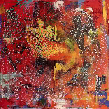 Acrylic painting Acrylbild Acryl Gemälde Bild abstrakt rot gold orange