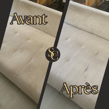Nettoyage canapé velours taché avant après à domicile Granville — nettoyeur canapé Manche